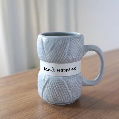 Texturerad Stickad Keramisk Mugg | Veska 301-400ml Grå