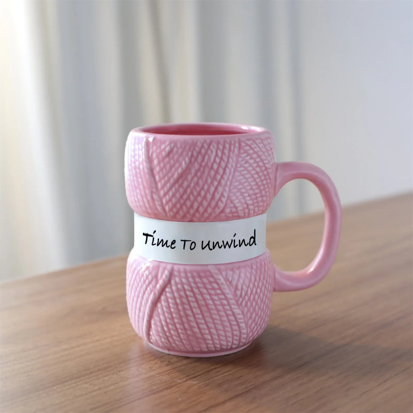 Texturerad Stickad Keramisk Mugg | Veska 301-400ml Rosa