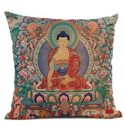Thangka Tibetansk Buddhistisk Målning Kuddeöverdrag | Veska 45x45cm 17.7''x17.7'' 1
