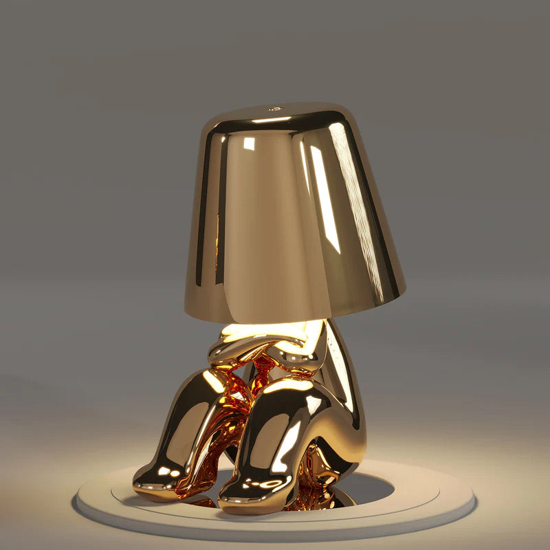 Thinker Liten Guld Man Bordslampa | Veska Sittande A