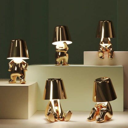 Thinker Liten Guld Man Bordslampa | Veska