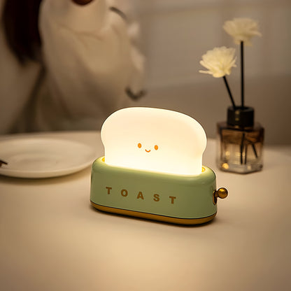 TinyToast Bordslampa – Portabel Brödrost-formad Nattlampa med Dimbar LED & USB-port | Veska