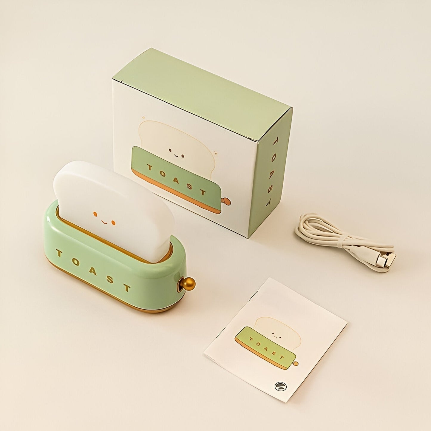 TinyToast Bordslampa – Portabel Brödrost-formad Nattlampa med Dimbar LED & USB-port | Veska