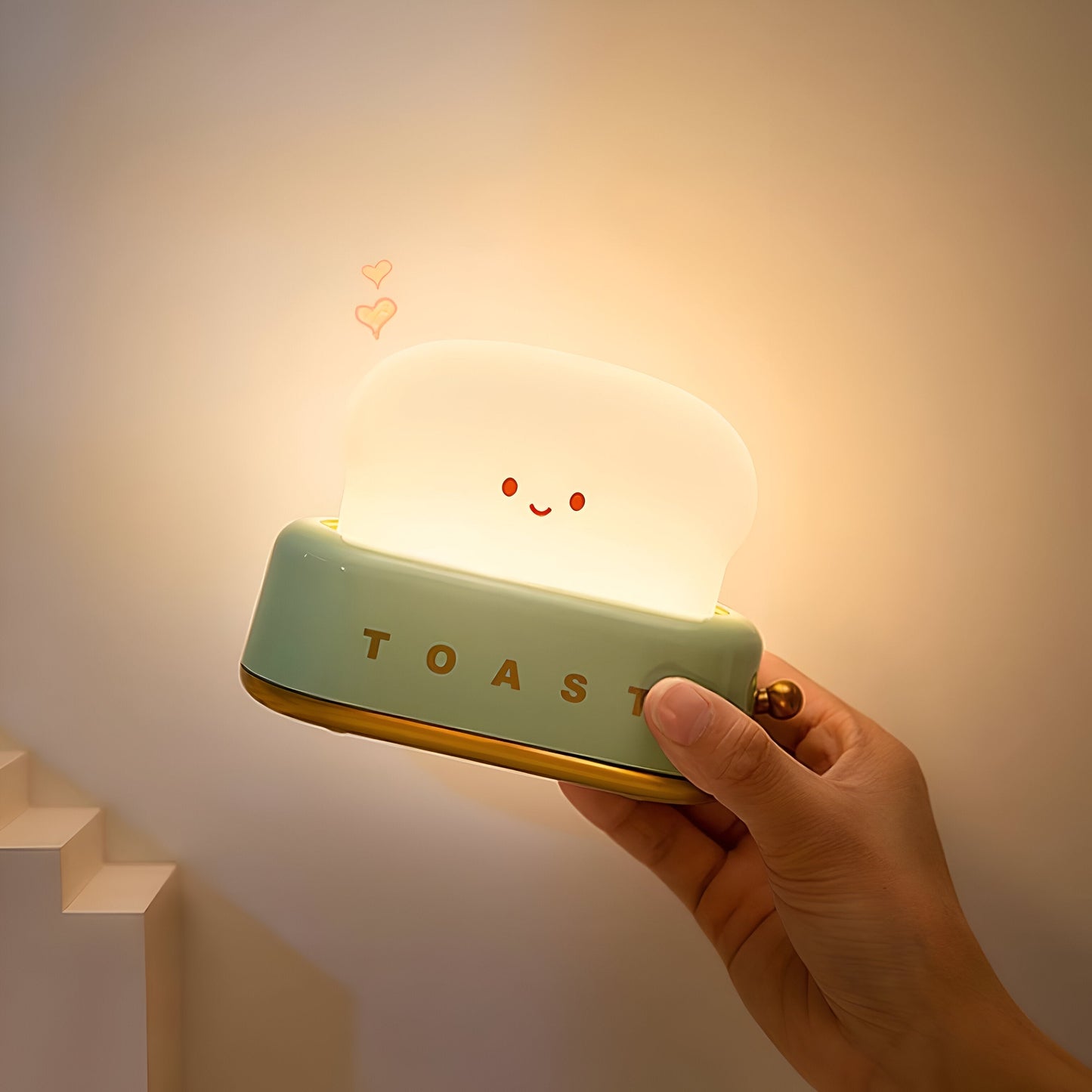 TinyToast Bordslampa – Portabel Brödrost-formad Nattlampa med Dimbar LED & USB-port | Veska