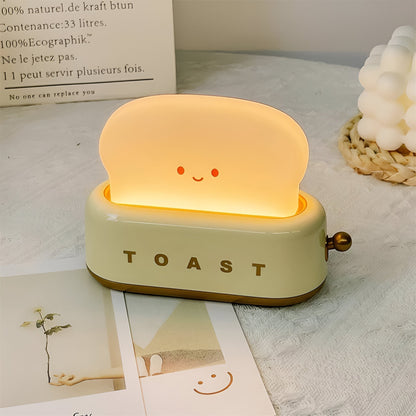 TinyToast Bordslampa – Portabel Brödrost-formad Nattlampa med Dimbar LED & USB-port | Veska Gul