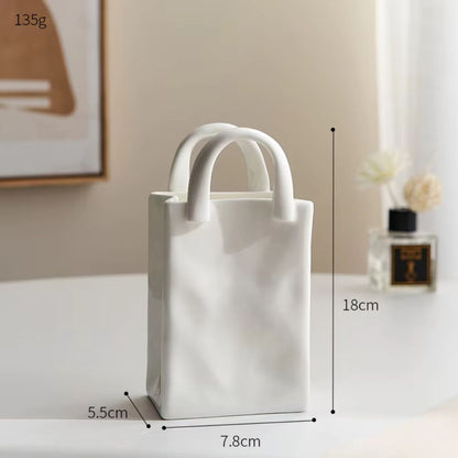 Tote-stil keramik vas | Veska Lång (8.11" × 5.35" × 2.36")