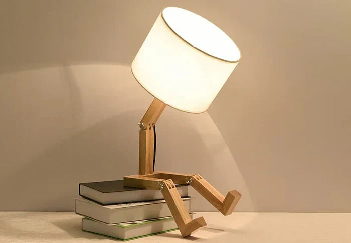 Trä Bordslampa med Bokhållare - RutanFlex | Veska