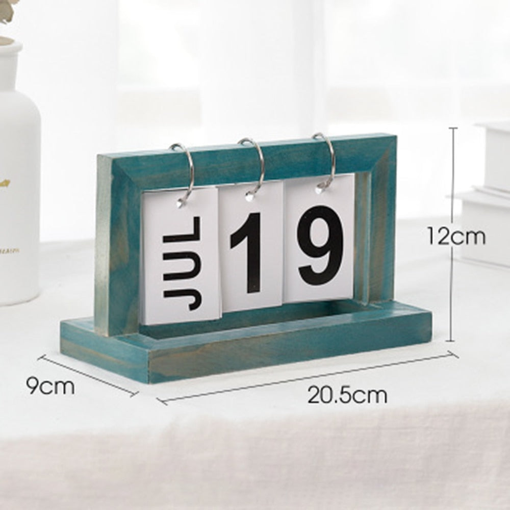 Trä Flip Skrivbord Daglig Kalender | Veska Blå
