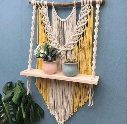 Trä Macrame Hängande Hylla | Veska