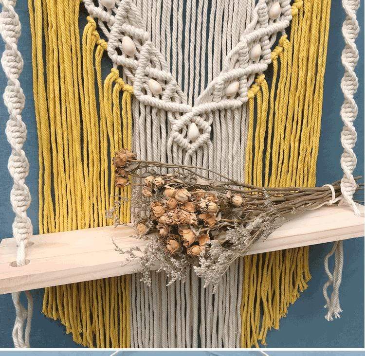 Trä Macrame Hängande Hylla | Veska