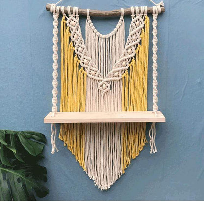 Trä Macrame Hängande Hylla | Veska