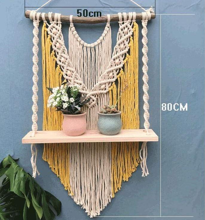 Trä Macrame Hängande Hylla | Veska