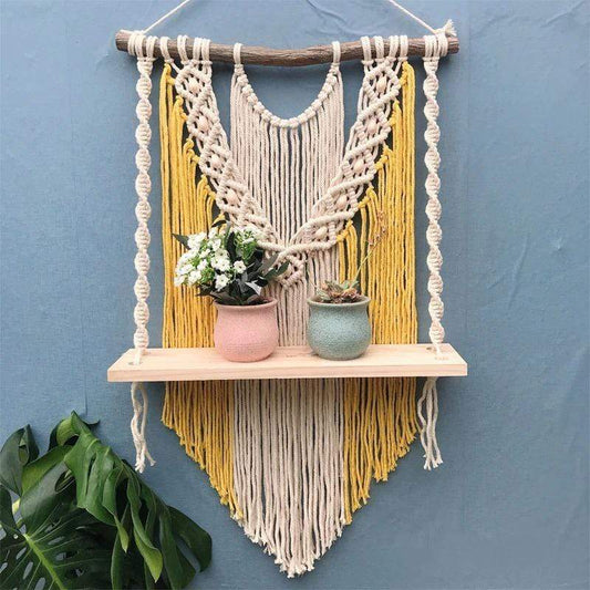 Trä Macrame Hängande Hylla | Veska