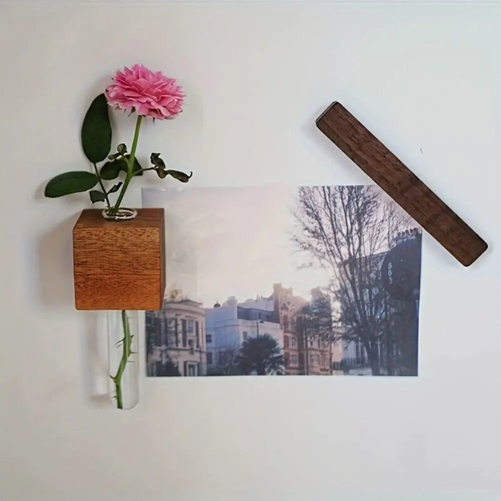 Trä Magnetisk Blomster Rör Vas | Veska