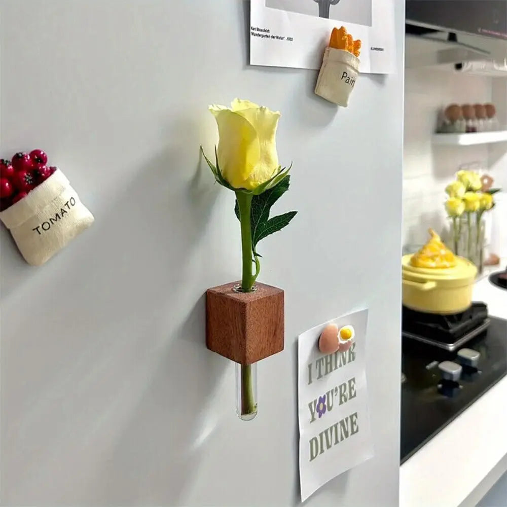 Trä Magnetisk Blomster Rör Vas | Veska