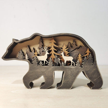 Trä Vilda Djur Dekor Figuriner | Veska Bear