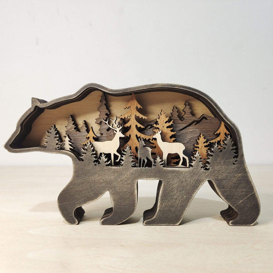 Trä Vilda Djur Dekor Figuriner | Veska Bear