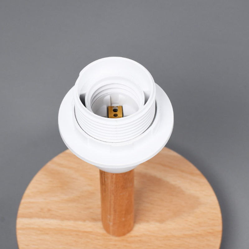Traditionell japansk cylinder trä tyg 1-lampa bordslampa för vardagsrummet | Veska