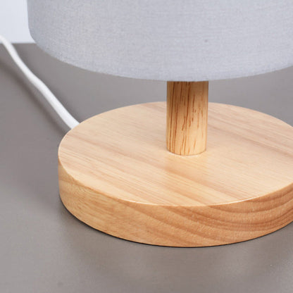 Traditionell japansk cylinder trä tyg 1-lampa bordslampa för vardagsrummet | Veska