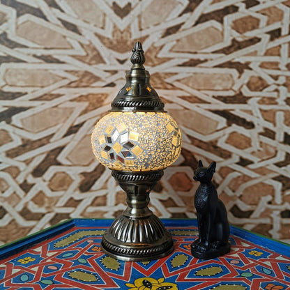 Traditionell Tiffany Oval Glass Iron 1-Ljus Bordslampa för Vardagsrummet | Veska