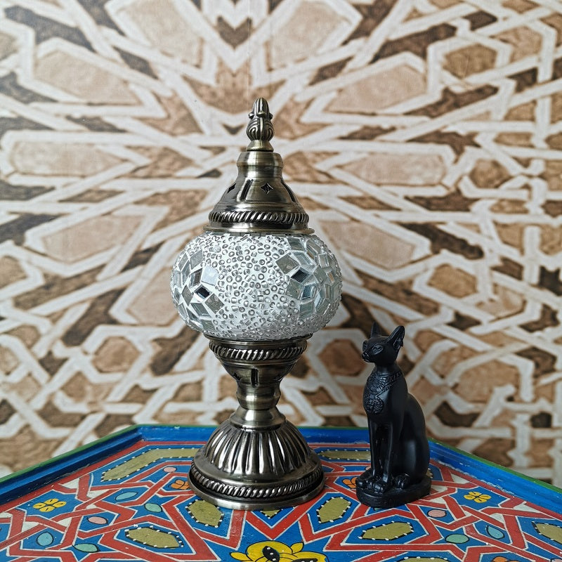 Traditionell Tiffany Oval Glass Iron 1-Ljus Bordslampa för Vardagsrummet | Veska