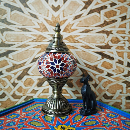 Traditionell Tiffany Oval Glass Iron 1-Ljus Bordslampa för Vardagsrummet | Veska
