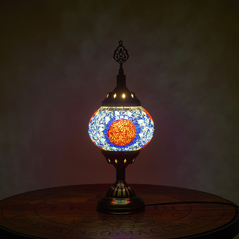 Traditionell Tiffany romantisk oval järn emaljerad 1-ljuskälla bordslampa för sovrummet | Veska B