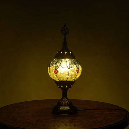 Traditionell Tiffany romantisk oval järn emaljerad 1-ljuskälla bordslampa för sovrummet | Veska C 110V-120V För US CA