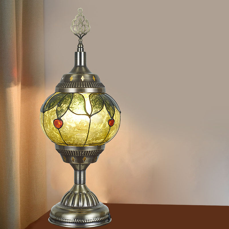Traditionell Tiffany romantisk oval järn emaljerad 1-ljuskälla bordslampa för sovrummet | Veska C 220V-240V för UK AU