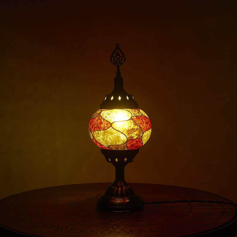 Traditionell Tiffany romantisk oval järn emaljerad 1-ljuskälla bordslampa för sovrummet | Veska E