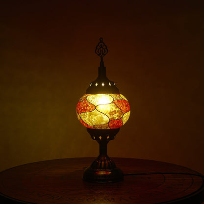 Traditionell Tiffany romantisk oval järn emaljerad 1-ljuskälla bordslampa för sovrummet | Veska E