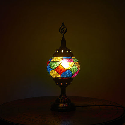 Traditionell Tiffany romantisk oval järn emaljerad 1-ljuskälla bordslampa för sovrummet | Veska F