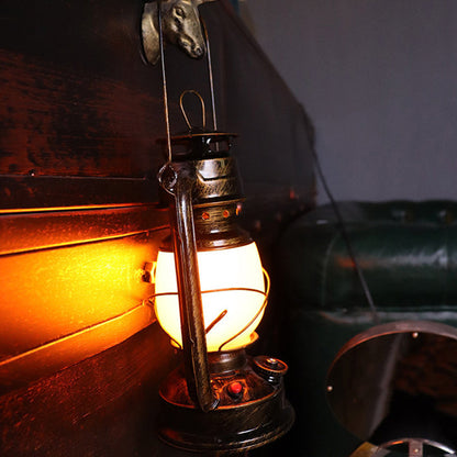 Traditionell vintage rund hästlampa i järn akryl LED bordslampa för vardagsrummet | Veska
