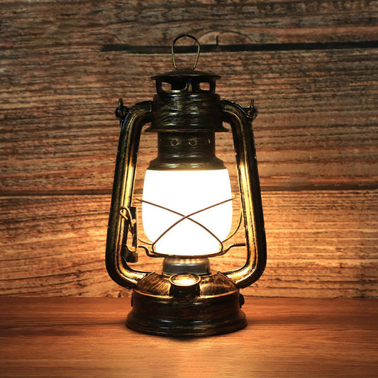 Traditionell vintage rund hästlampa i järn akryl LED bordslampa för vardagsrummet | Veska 36V Varm Ljus (3000K)