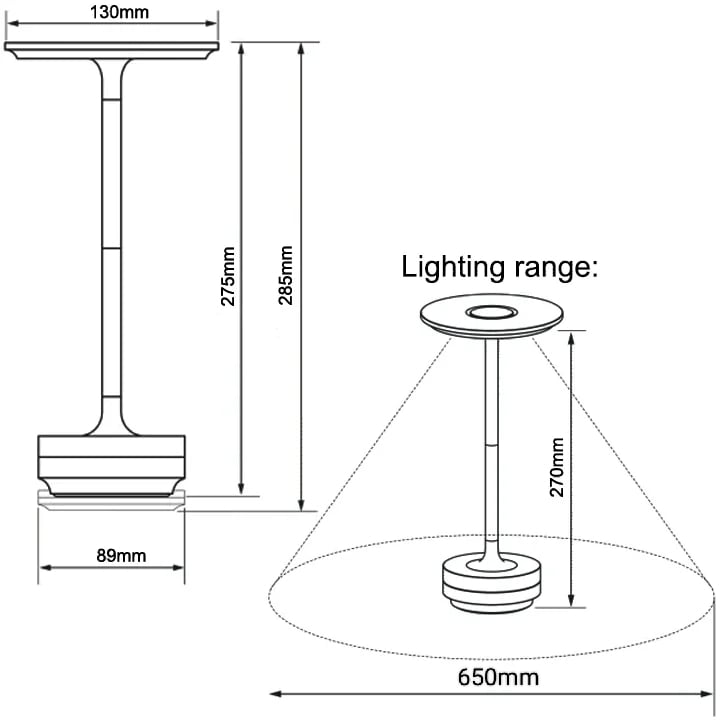 Trådlös Bordslampa - Dimbar & Uppladdningsbar Skrivbordslampa | Veska