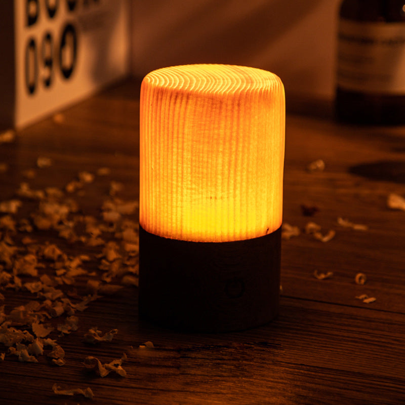 Trådlös LED-bordslampa med uppladdningsbart batteri och touchkontroll – Varm trädesign för en mysig atmosfär | Veska Cylindrisk 2.3''x3''