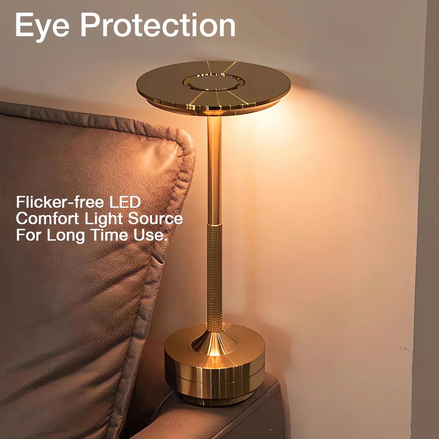 Trådlös uppladdningsbar modern Aura-bordslampa med touchkontroller | Trådlös LED-lampa för moderna sidobord och skrivbord | Minimalistisk bordslampa | Veska