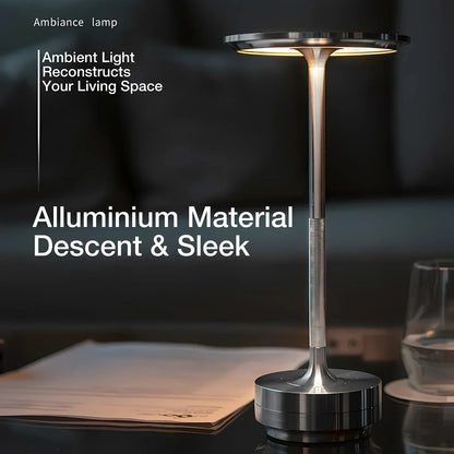 Trådlös uppladdningsbar modern Aura-bordslampa med touchkontroller | Trådlös LED-lampa för moderna sidobord och skrivbord | Minimalistisk bordslampa | Veska