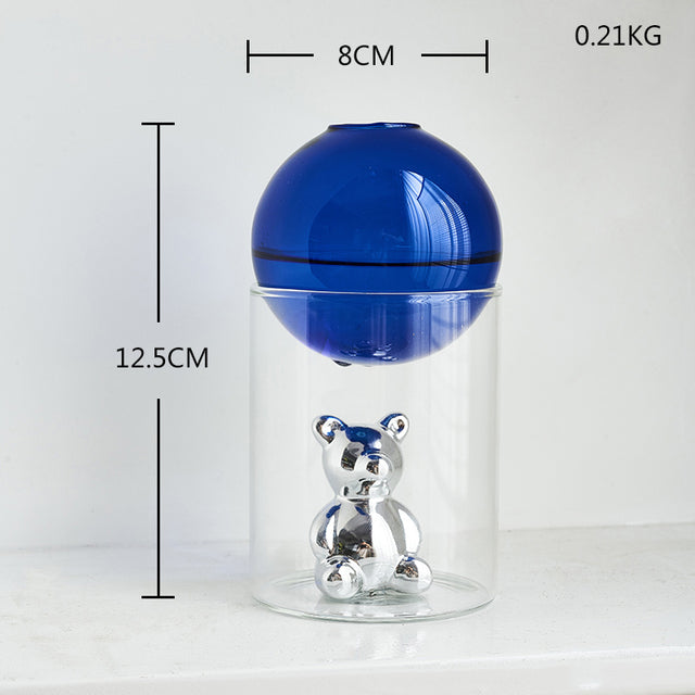 Transparent dubbelglas terrarium konstvas | Veska Blå Vas
