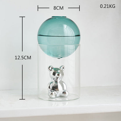 Transparent dubbelglas terrarium konstvas | Veska Grön Vaso