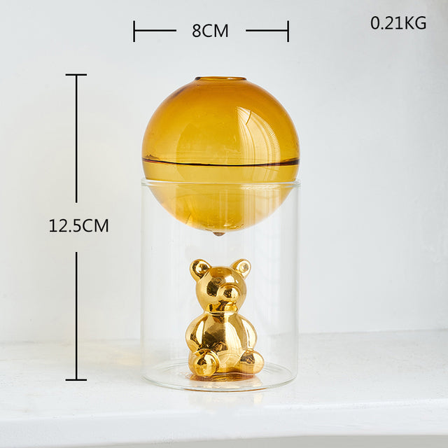 Transparent dubbelglas terrarium konstvas | Veska Gul Vas