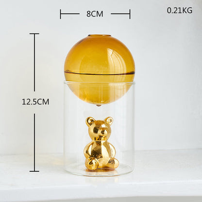 Transparent dubbelglas terrarium konstvas | Veska Gul Vas