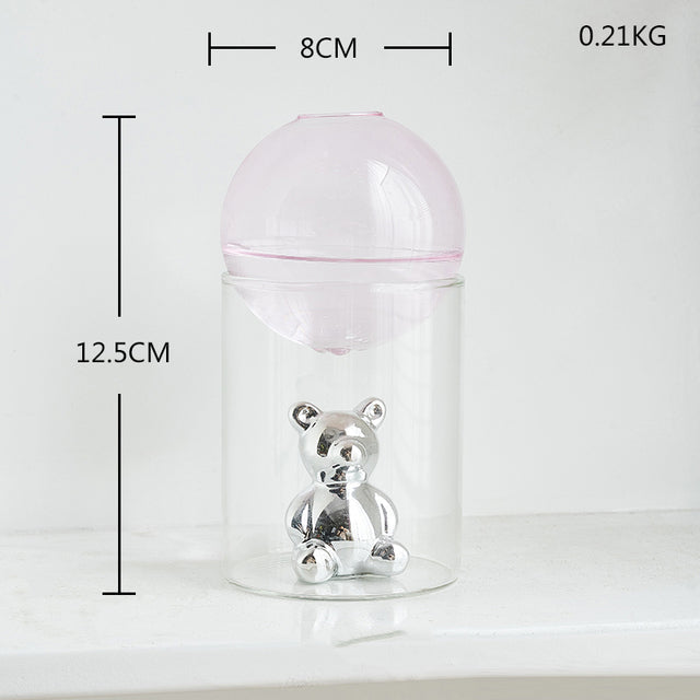 Transparent dubbelglas terrarium konstvas | Veska Rosa Vasu