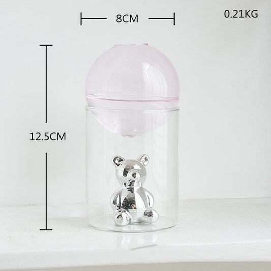 Transparent dubbelglas terrarium konstvas | Veska Rosa Vasu