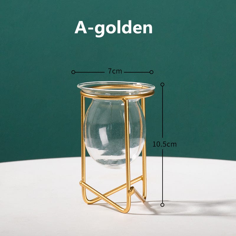 Transparent glasvas hemdekor på skrivbordet | Veska Hög stil guld