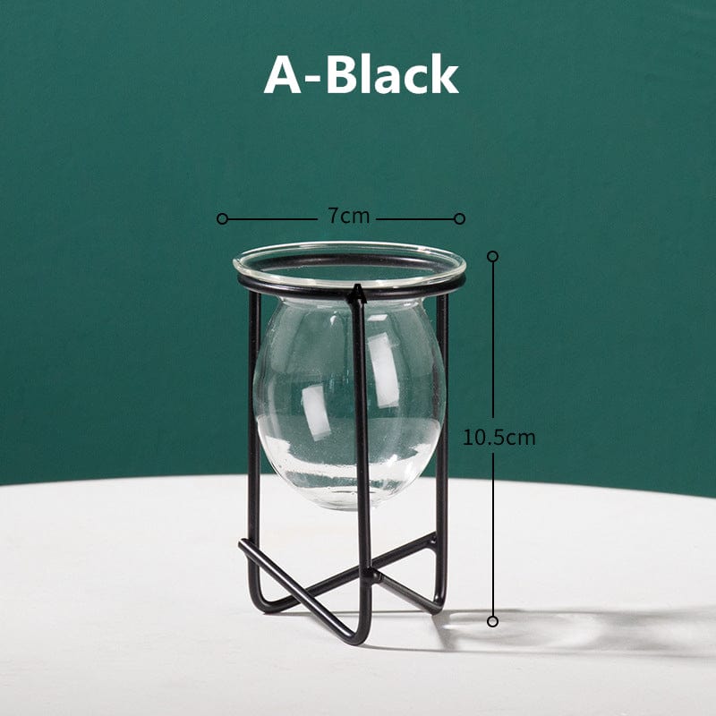 Transparent glasvas hemdekor på skrivbordet | Veska Högprofils svart
