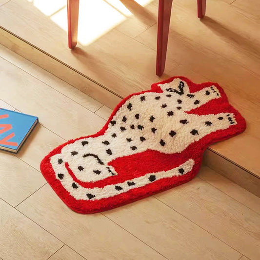 Tufting Leopard Mattor | Veska Röd 50x90cm