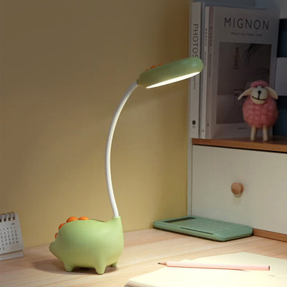 Uppladdningsbar LED Skrivbordslampa med Cartoon Dinosaur Ögonvård | Veska Grön