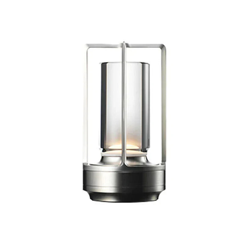 Uppladdningsbar trådlös bordslampa med kristallglas - Bärbar LED-lampa för inomhus- och utomhusområden | Veska Silversilver