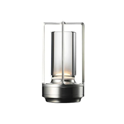 Uppladdningsbar trådlös bordslampa med kristallglas - Bärbar LED-lampa för inomhus- och utomhusområden | Veska Silversilver